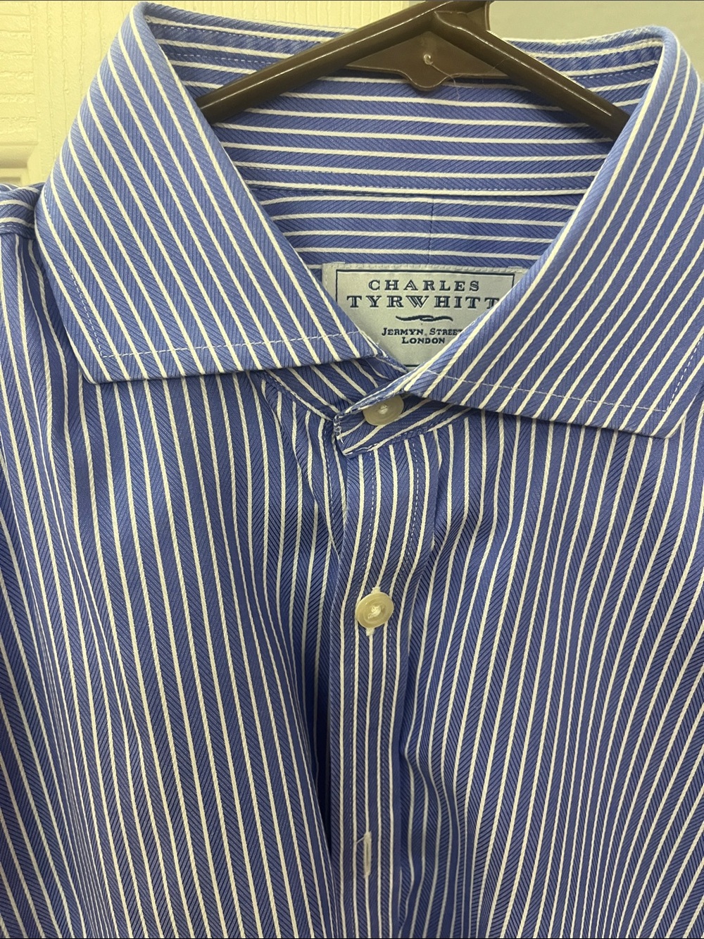 Charles Tyrwhitt Blue and White Pinstripe Dress Shirt